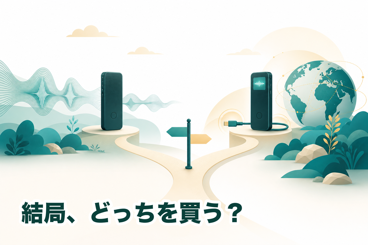 結局どっちを買う？Notta MemoとPLAUD Noteの選び方の分かれ道のイメージ